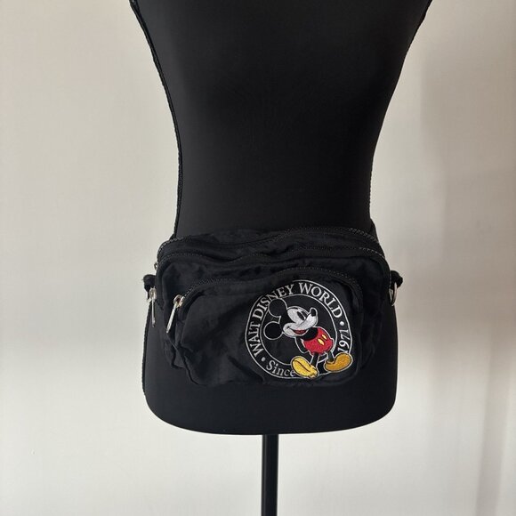 VTG Disney World 2 In 1 Fanny Pack / Crossbody Bag Purse Black Unisex Trip Parks - Picture 4 of 13